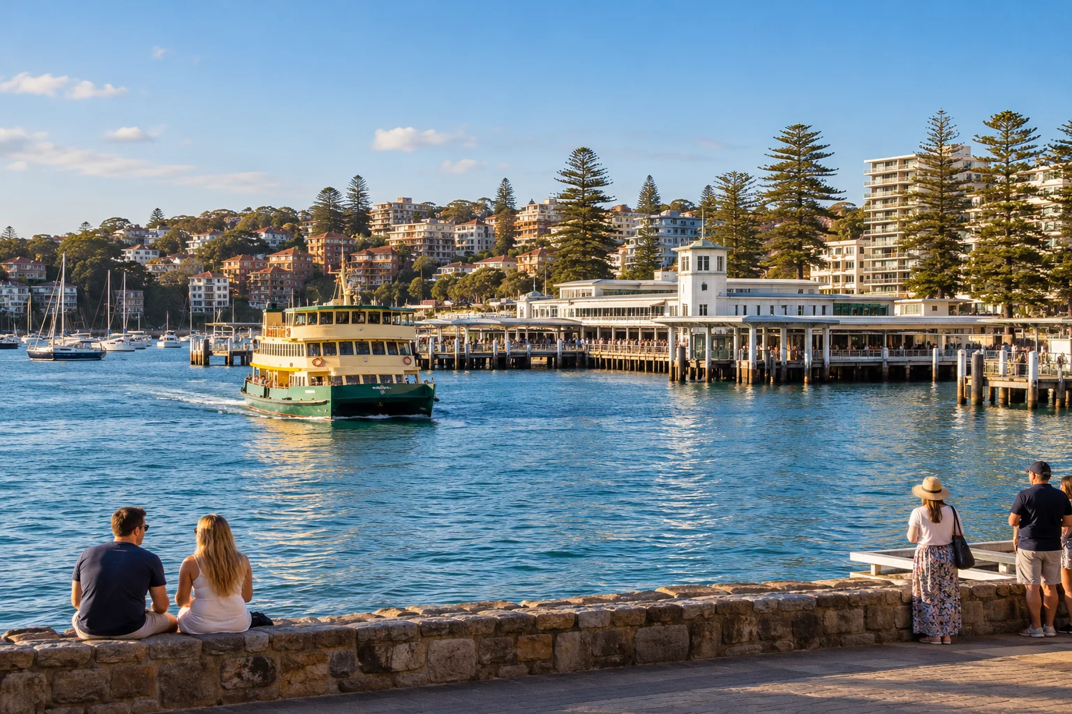 Illustrative ferry arrival at Manly Wharf